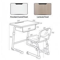 Ensemble Chaise et Bureau Bleu Respirant pour École Primaire, Hauteur Réglable, en Métal Durable, Vente en Gros Direct Usine
