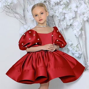 <span class=keywords><strong>Vestito</strong></span> da <span class=keywords><strong>bambina</strong></span> 2026 rosso con maniche a sbuffo e perle, colori misti, <span class=keywords><strong>1</strong></span>-9 anni - Product Image 1