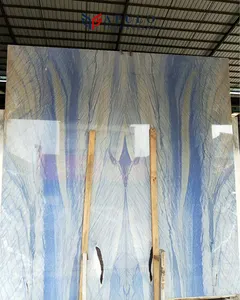 Luxury Natural Blue Azul Macauba Quartzite Sky Blue Marble With White Veins for Background Wall and Flooring