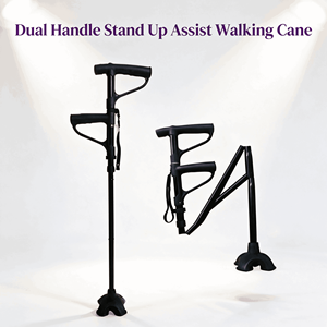 Canne <span class=keywords><strong>de</strong></span> marche à double poignée pour aider à la marche debout, bâton léger en aluminium, aide à la mobilité pliable antidérapante avec lumière pour personnes âgées - Product Image 1
