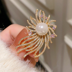 Brillante broche de fuegos artificiales ramillete frenchclassy perla traje de fuegos artificiales prendas de vestir pin hebilla gran regalo - Product Image 3