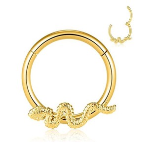 Anneau de piercing en acier inoxydable en forme de serpent, diamètre intérieur 8-10 mm, anneau de nez, boucle d'oreille, couleur or, design animal, bijoux de mode - Product Image 1