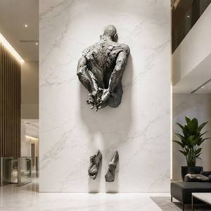 Escultura de Pared Masculina en Bronce Fundido a Mano, "<span class=keywords><strong>La</strong></span> <span class=keywords><strong>Lucha</strong></span> Silenciosa", Estatua de Bronce - Product Image 1
