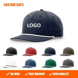 Casquette de baseball classique en gros 258 à visière légèrement incurvée, LOGO brodé personnalisé, casquette de baseball vierge à 5 panneaux avec cordon et fermeture snapback - Product Image 1