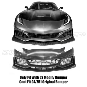 Alerón Delantero Estilo ZR1 para Chevrolet Corvette C7, Modificación de Parachoques 2014-2019, Estilo Fibra de Carbono, Negro Mate - Product Image 2