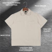 Chemises d'été décontractées pour hommes 100 % coton, à demi-zip, coupe droite ample, personnalisables, séchage rapide, écologiques