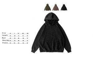 H5460 Fabricant de sweats à capuche, vente en gros, sweats à capuche personnalisés, épais 500 g/m², 100 % coton, délavés à l'acide, sweats à capuche vierges - Product Image 3