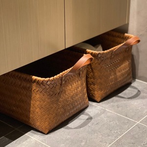 Rattan Woven Storage Basket Rectangle Medium Large Multifunction Clothing Organizer For Snacks Toys Laundry Picnic - Product Image 1