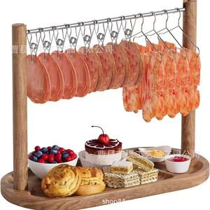 Grille de barbecue en bois avec plateau pour bacon et sauces, idéale pour les fêtes à domicile et le jambon espagnol - Product Image 4