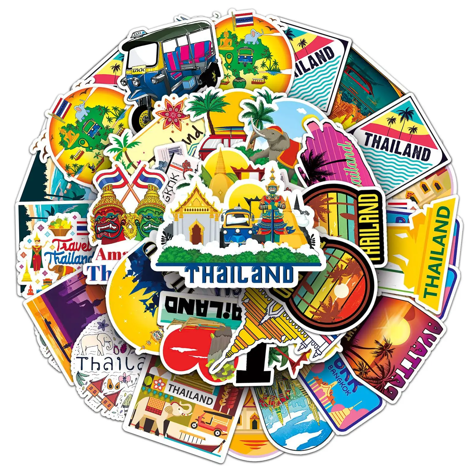 50 Stuks Travelling Souvenir Stickers Voor Toeristische Verbazingwekkende Thailand Landschap Sticker