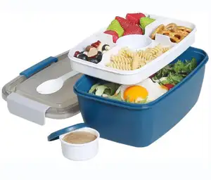 Venta al por mayor directa de fábrica Tazón de ensalada grande para el almuerzo-Better Adult Bento Lunch Box 68 oz Bandeja de 5 compartimentos