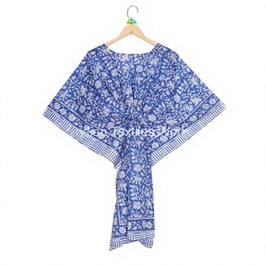 Handmade Cotton Block Printed Animal Boho Style Summer Swimwear Push up 1 Piece Women Plus Size Tunic Bridal Dress - Product Image 1