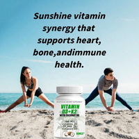 Suplemento de vitamina D3 K2 de etiqueta privada, 10000 UI (200 Mcg) de vitamina D para huesos, dientes, músculos e inmunidad
