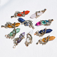Pendentif dragon en cristal naturel, pierre hexagonale, motif dragon, œil de tigre multicolore, collier à faire soi-même, bijoux