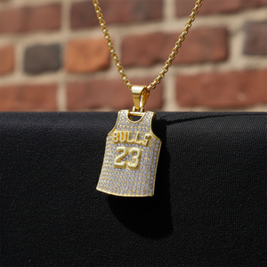 Collana con Ciondolo Trendy Hip Hop Numero <span class=keywords><strong>23</strong></span> Personalizzabile in Acciaio Inossidabile 316L Placcato Oro 18K per Regalo Unisex - Product Image 1