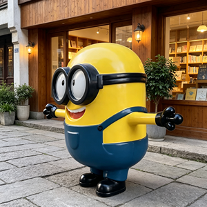Statue de mascotte <span class=keywords><strong>Minion</strong></span> sur mesure en polyrésine et fibre de verre pour embellissement extérieur de zone touristique et œuvre d'art de vitrine - Product Image 5