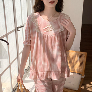 <span class=keywords><strong>Pigiama</strong></span> corto in cotone pantaloni <span class=keywords><strong>pigiama</strong></span> mujer Cartoon Cute Casual Girls' <span class=keywords><strong>pigiama</strong></span> stampato camicia da notte casa coreana pigiameria da <span class=keywords><strong>donna</strong></span> - Product Image 6