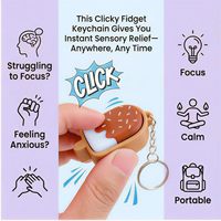 Porte-clés Clicker en chocolat imprimé en 3D pour le soulagement du stress, TDAH et anxiété, Jouets Clicker portables miniatures à bouton de pression pour le bout des doigts