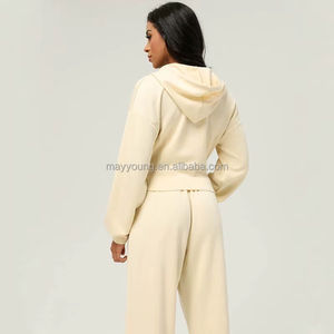 MAY YOUNG Ladies Sportswear Set Reiß verschluss Hoodie Jacke und High Waist Casual Pants New Style Atmungsaktives Fitness studio und Yoga Tennis Wear - Product Image 6