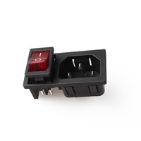 Enchufe Eléctrico LZ-14-5F+RS C14 de 3 Pines con Interruptor, Industrial, Negro, 10A, Contacto de Latón