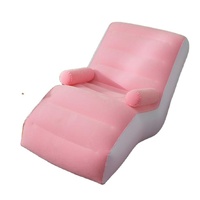 Canapé gonflable en PVC floqué en forme de S, moderne, convertible, décontracté, siège de maison, couleur café, rose, accoudoir, chaise longue pour la maison