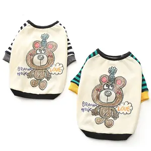 Custom Design Soft Cotton Fabric Cartoon Handpainted Bear Dog Clothes Tee T Shirt