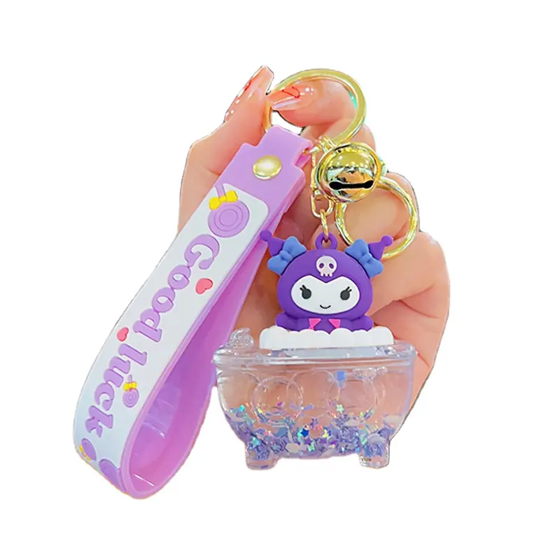Yaratıcı akrilik sürüklenme şişe Sanrio anahtar zincirleri Kawaii melodi Kuromi karikatür karakter anahtarlık çanta kolye oyuncak