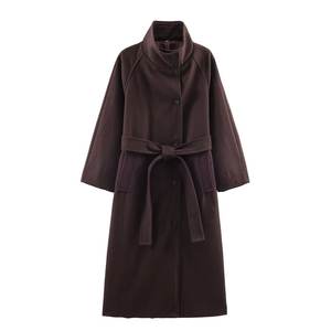 معطف شتوي طويل أنيق للنساء 2025، تصميم أوروبي وأمريكي جديد، أزياء عصرية ناعمة بياقة عالية وحزام - Product Image 3