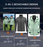 3-en-1 Couleur Unie Printemps/Automne Hiver Vestes Extérieures pour Couples Col Montant Fermeture Éclair Conception Processus de Tissage pour Voyage