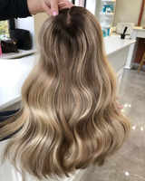 Extensions de cheveux MONO de haute qualité, couleur blonde avec racines, pour femmes souffrant de cheveux clairsemés, différentes tailles, clip-in, postiche, frange
