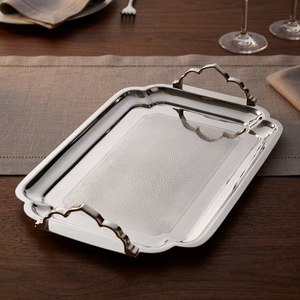 Plateau de service rectangulaire décoratif en métal de qualité supérieure avec poignées pour table à manger, maison, hôtel, restaurant - Product Image 3