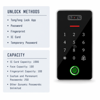 Dispositivo Inteligente de Control de Acceso por Huella Dactilar, Panel de Vidrio de Aleación de Aluminio, Entrada con Tarjeta IC y Contraseña, IP66, 1000 Tarjetas, 100 Huellas Dactilares
