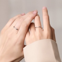 Bagues Junli Ru Yi pour couple en argent sterling S925 électroplaqué, design de niche, luxe léger, simples et unies, pour femmes et hommes
