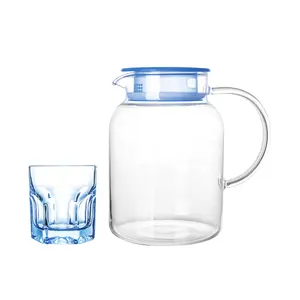 高品质定制Logo 5 件套装玻璃茶壶水杯投手玻璃水壶带盖