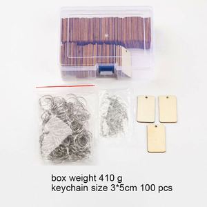 DIY Craft Supplies Blank Unfinished Rectangle Wooden Keychain <b>Key</b> <b>Tags</b> Set 100 PCS - Product Image 2