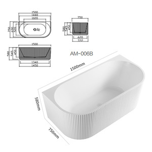 Baignoire intégrée sans couture en acrylique minimaliste moderne, baignoire de trempage pour la maison, salle de bain, adultes, hôtel, maison d'hôtes, baignoire autoportante Dawu - Product Image 5
