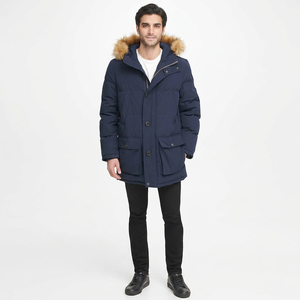 Autumn <b>Men's</b> <b>White</b> Canvas Windbreaker <b>Jacket</b> Parka Stand Collar Front Logo Waterproof Breathable - Product Image 1