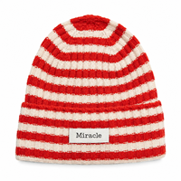Gorro de Invierno Estilo Y2K con Rayas en Contraste y Etiqueta Tejida para Mujer, Ideal para Fiestas y Compras