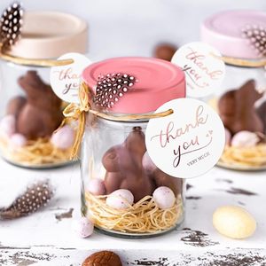 Regalo personalizzato grazie molte etichette rotonde in oro rosa grazie etichette regalo con spago per il matrimonio della festa - Product Image 5