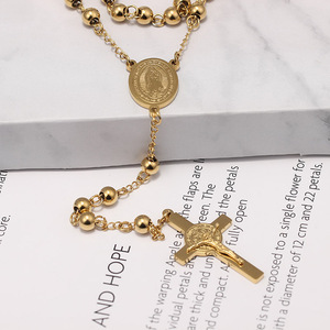 <span class=keywords><strong>Collana</strong></span> <span class=keywords><strong>Rosario</strong></span> Religiosa Maria in <span class=keywords><strong>Acciaio</strong></span> Inossidabile Laminato Oro - Product Image 5