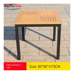 Mesa de Bistro para Exteriores con Superficie de Madera con Aspecto de Listones y Estructura de Metal Negro, Muebles de Patio Resistentes a la Intemperie para Jardín o Balcón - Product Image 2
