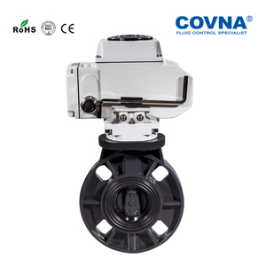 วาล์วผีเสื้อพลาสติก PVC พร้อมตัวกระตุ้นไฟฟ้าแบบหมุน 24V DC แบบหน้าแปลนคู่ ขนาด DN200 8 นิ้ว ซีลยาง EPDM สำหรับคำสั่งซื้อเร่งด่วน COVNA - Product Image 3