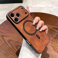 Étui de charge sans fil magnétique en cuir PU mat de luxe pour iPhone 17 Air 16 16e 15 14 13 12 11 Pro Max Plus housse antichoc