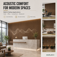 Panneau mural acoustique MORLENX en MDF à lattes, absorption acoustique, support en feutre, design européen moderne pour hôtel, bureau, villa, intérieur