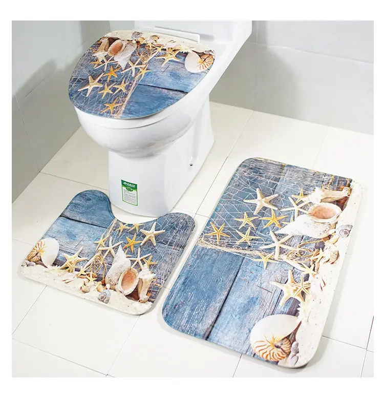 3 Piece Bathroom Mats Set Non-Slip Bathroom Rugs + Contour Mat + Toilet Cover For dekorationen