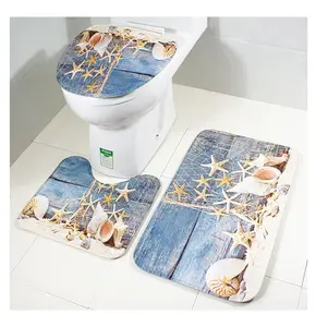 3 Piece Bathroom Mats Set Non-Slip Bathroom Rugs + Contour Mat + Toilet Cover For装飾