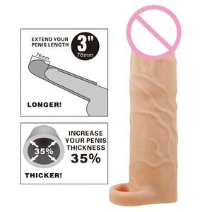 Yeniden yapay Penis artırıcı kauçuk Dick erkek horoz genişletici Penis uzatma kollu erkekler için Comdom - Product Image 2