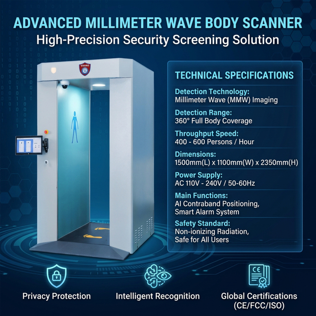 Professional Millimeter Wave Full Body Scanner | Non-Intrusive High-Sensitivity Security Screening for High-Security Venues