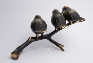 Oiseaux antiques faits à la main assis sur une branche Sculpture sculptée objet solide décoratif intérieur extérieur et pièce maîtresse - Product Image 2