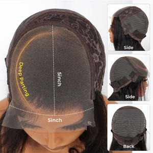 Peluca de <span class=keywords><strong>Bob</strong></span> <span class=keywords><strong>ondulado</strong></span> <span class=keywords><strong>con</strong></span> <span class=keywords><strong>corte</strong></span> en capas y <span class=keywords><strong>flequillo</strong></span> lateral de 10 pulgadas, peluca <span class=keywords><strong>con</strong></span> cierre de encaje 5x5, <span class=keywords><strong>corte</strong></span> en capas, negro Natural, 5*5, pelucas <span class=keywords><strong>con</strong></span> cierre de encaje HD - Product Image 4